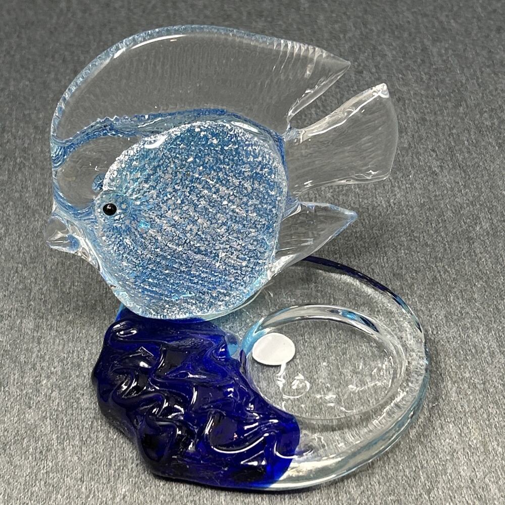 Vintage PartyLite Bermuda Blue Fish Glass Tealight Votive Candle Holder Retired
